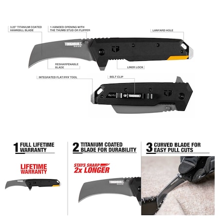 Toughbuilt Hawkbill Folding Knife TB-H4-30-HB